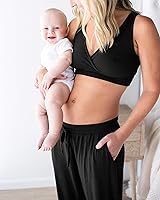 Vista 4 de Kindred Bravely Everyday Maternity Joggers (negro, XL) y bata de maternidad y lactancia de emmalina (gris, LXL)