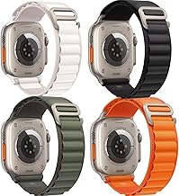 Set of 4 Alpine Loops Compatible Apple Watch Ultra 49mm Band G Hook Strong Breathable Elastic Soft Apple Watch 49mm 45mm 44mm 42mm Band Nylon Loop iWatch Series Ultra/9/8/SE/7/6/5/4/3/2/1