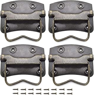 SDTC Tech 4 Pack Antique Bronze Wooden Box Puller Handles Side Panel Mounted for Suitcase Toolbox Cabinet Jewelry Box (74 ...