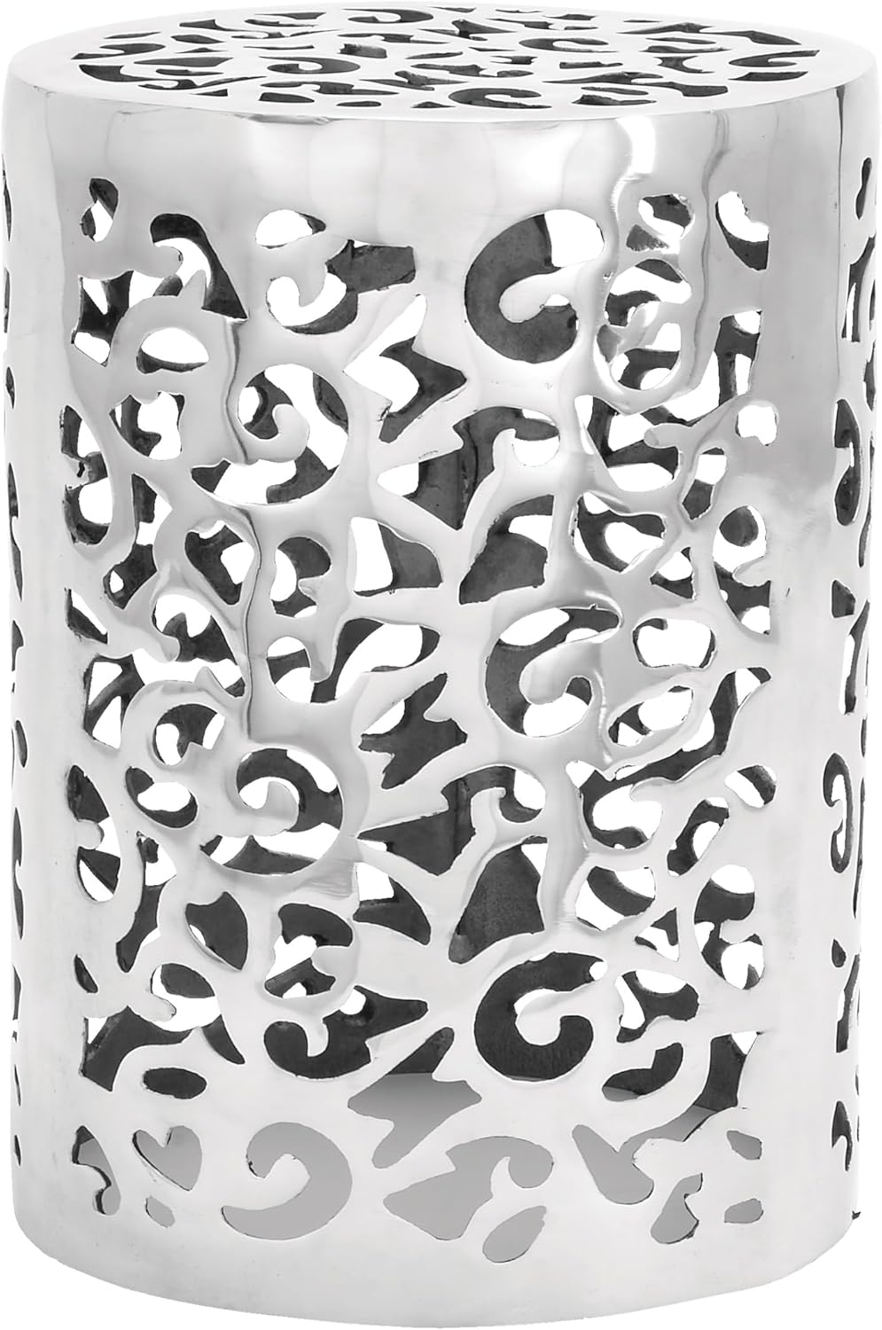 Deco 79 Aluminum Metal Side End Accent Table Scroll End Table, Side Table 13" x 13" x 18", Silver