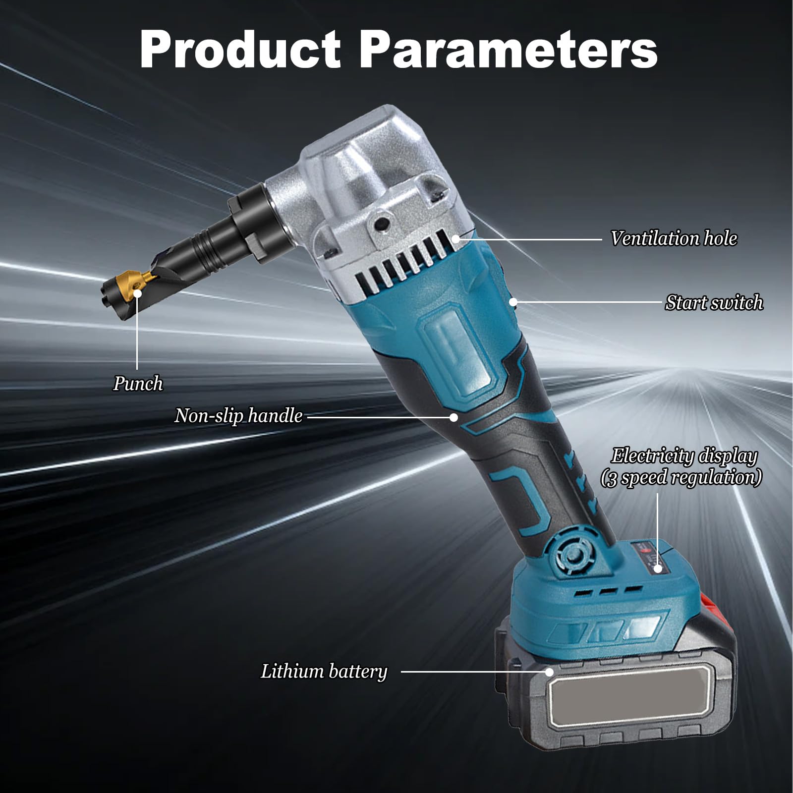 Knabber Blechknabber Kompatibel mit Makita 18V Akku, 950W 3.5m/min 1900SPM Bürstenlose Elektro-Metallschere mit 360° Drehbarer Knabberkop, 3 Stufige Akkubetriebener Metallknabber (ohne Akku)
