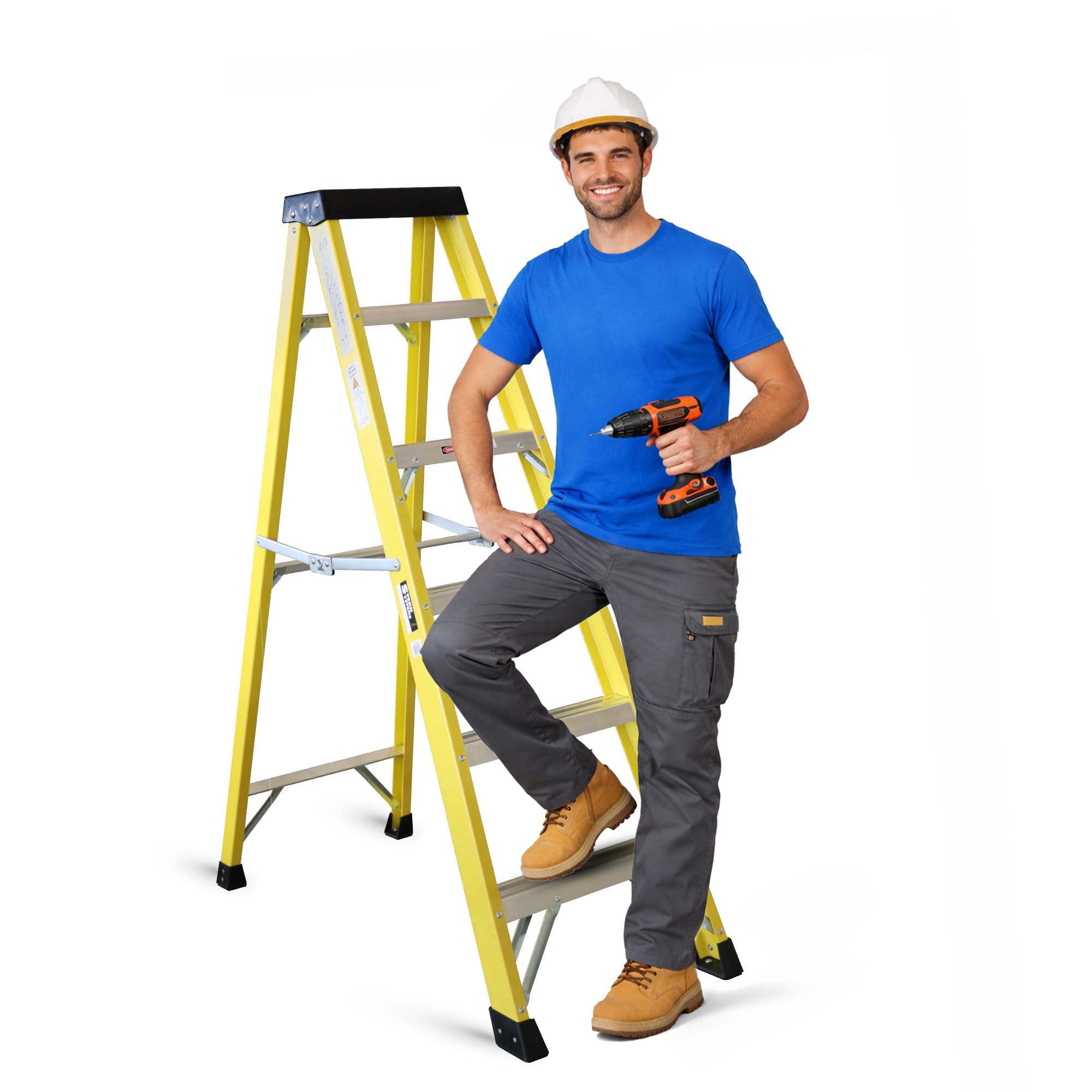 6 Tread Fibreglass Step Ladder – Lightweight, Stable & EN-131 Certified – Professional-Grade Ladder for Electrical & Industrial Use