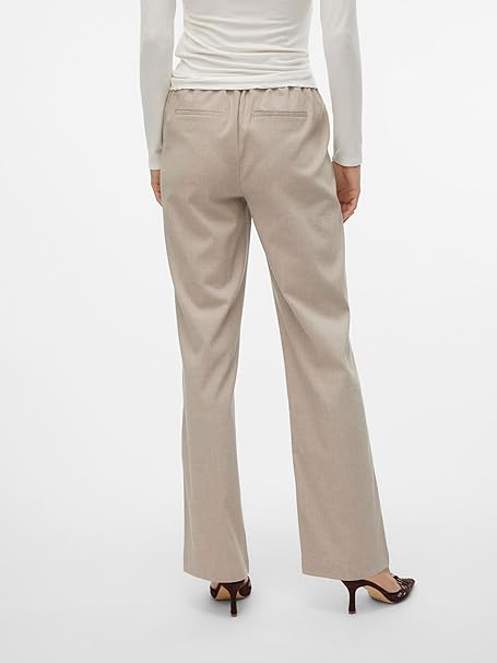 VERO MODA Vmmaya Goody Mw Straight Pant Noos, dark grey melange, L / 34L