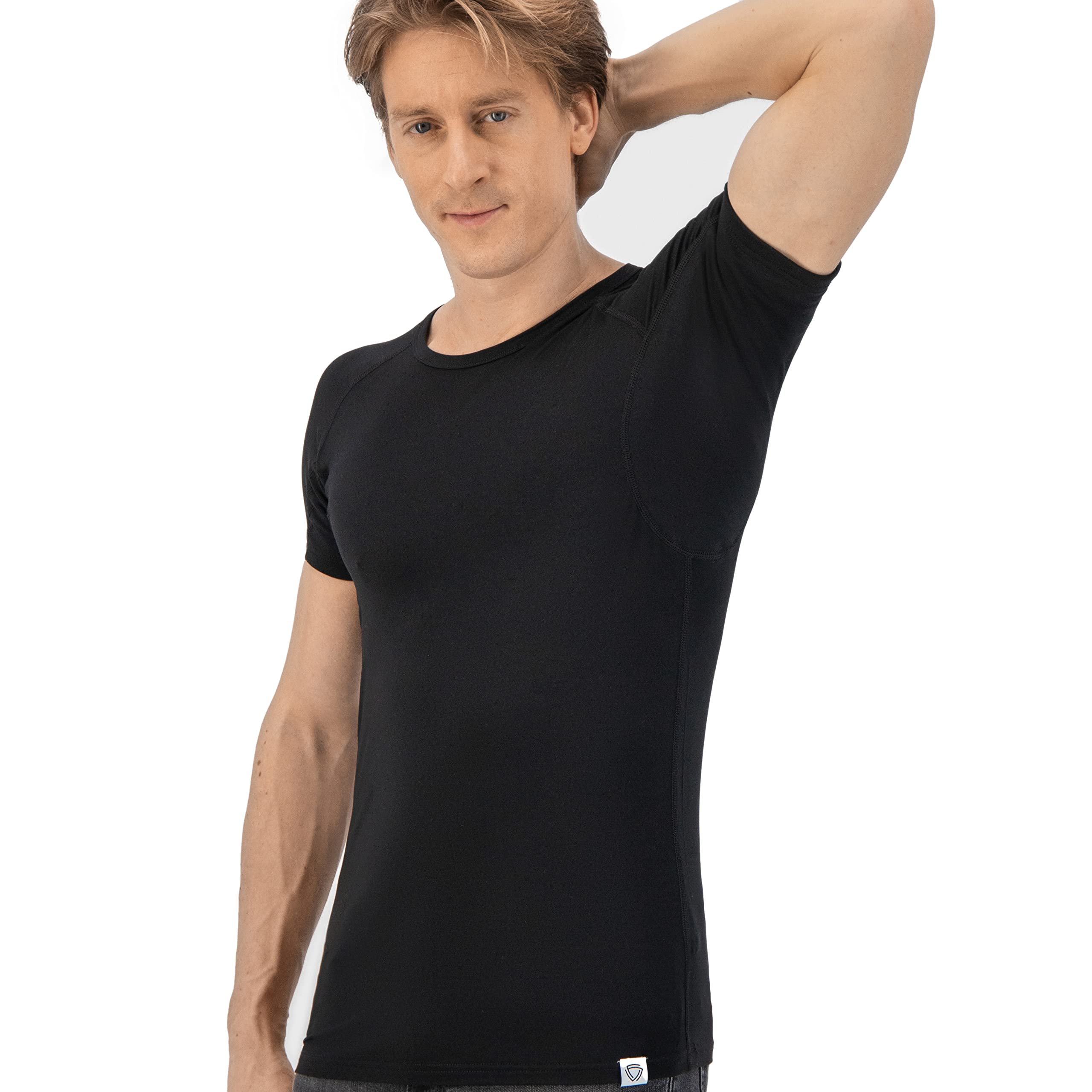 Camiseta Antisudor - Camiseta contra Las Manchas de Sudor - Camiseta Interior Anti Sudor - con ArmPads Pro y Tratamiento de Plata - Hombre - Cuello Redondo