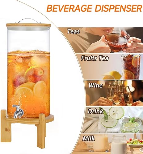 Miniatura 5 de Dispensador de bebidas, dispensador de bebidas de vidrio de 2.9 galones con soporte, dispensador de agua de vidrio con espiga, dispensadores de