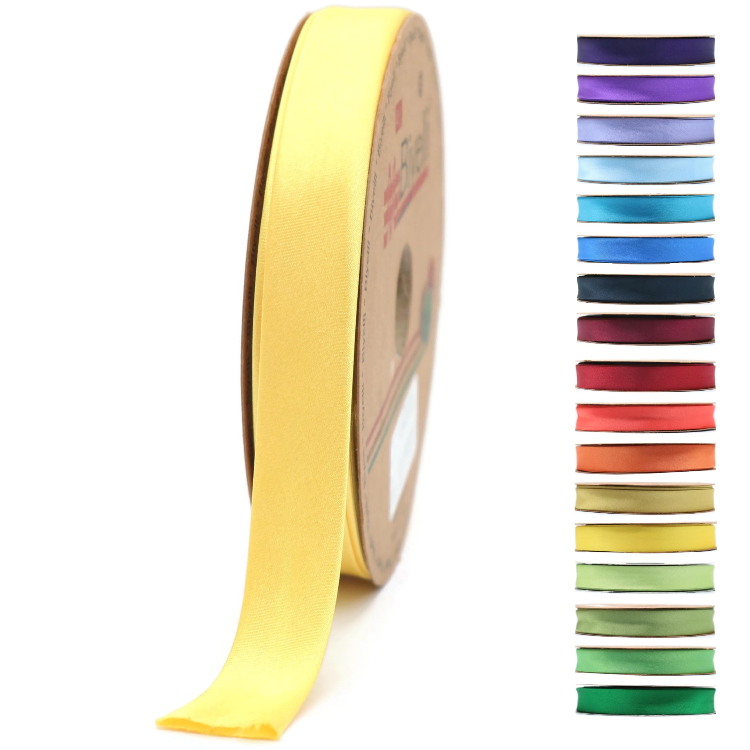 Fold Satin Bias Tape - 99+ Colors - 3/4 Inches Wide - 27 Yards - Fold Satin Binding Bias Ribbon Fabric Piping Bias Binding Tape for Sewing Clothing DIY (48. Light Yellow) BYS48