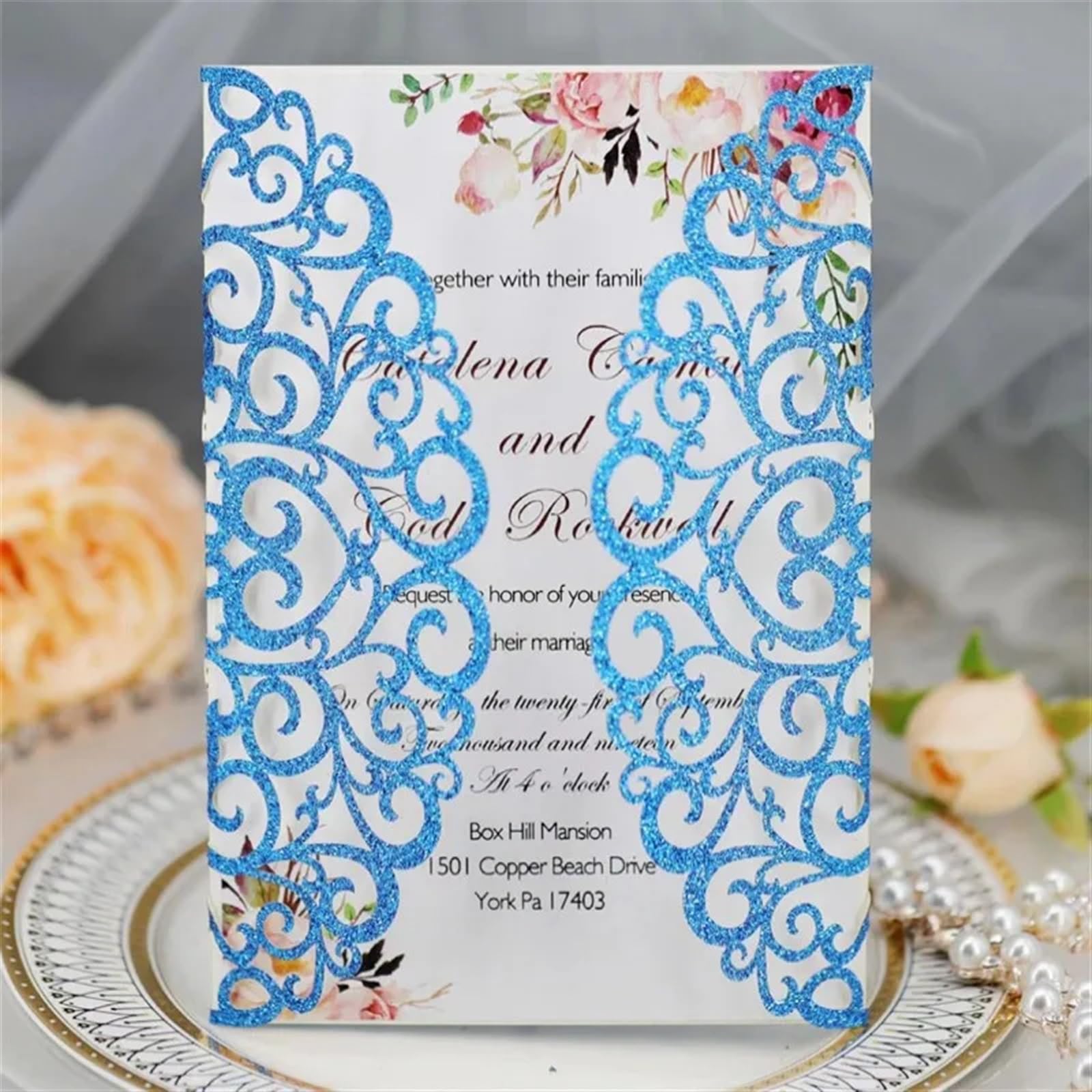 Hochzeitseinladungskarten 25/50/100 Stück Hochzeitseinladungskarten, Verlobung, Hochzeit, Party, Dekoration(Deep blue,50pcs)