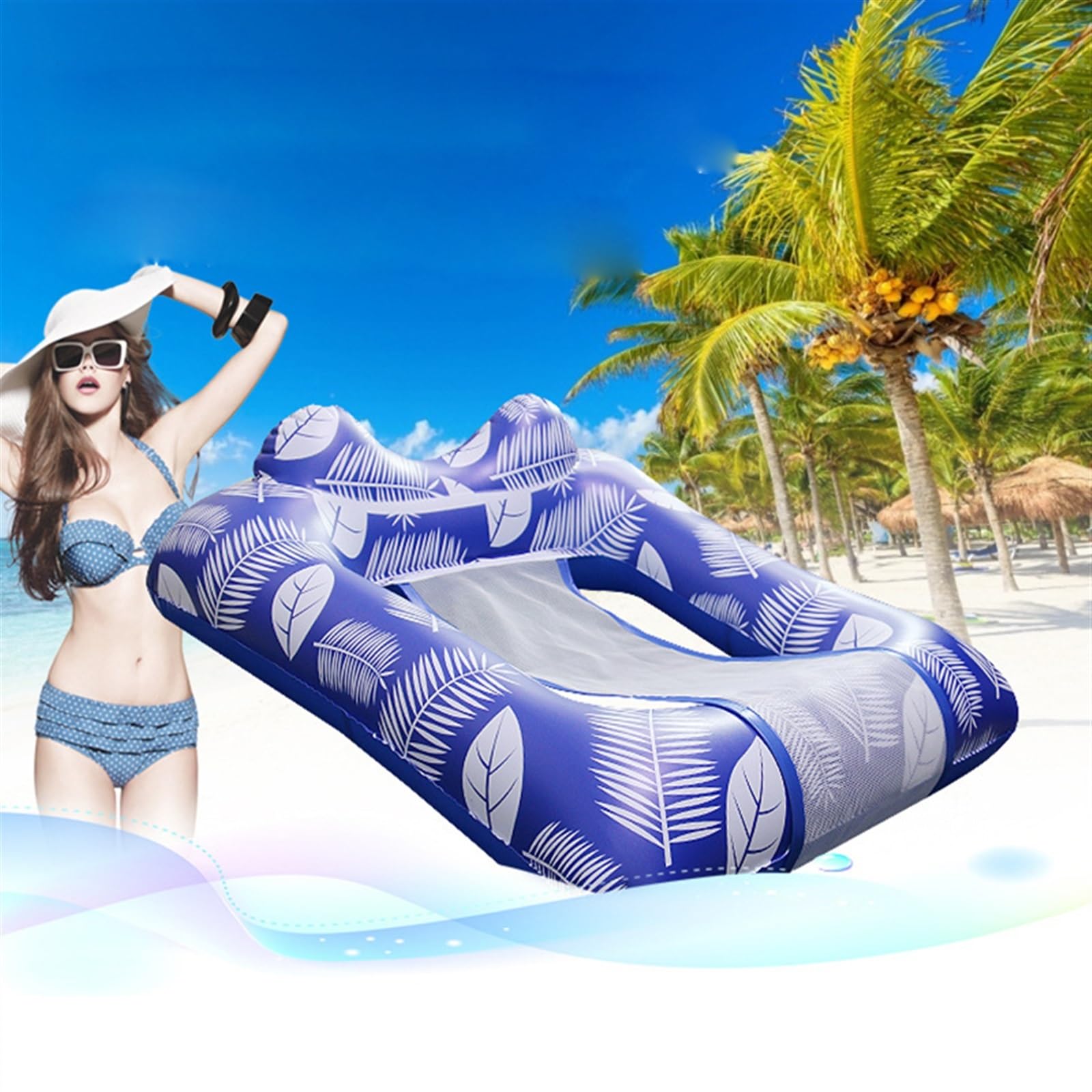 Flotteurs de Piscine pour Adultes Hamac à Eau Gonflable Chaise Flottante Portable Pliable lit Flottant canapé Accessoire de Natation Chaise d'eau Flottante