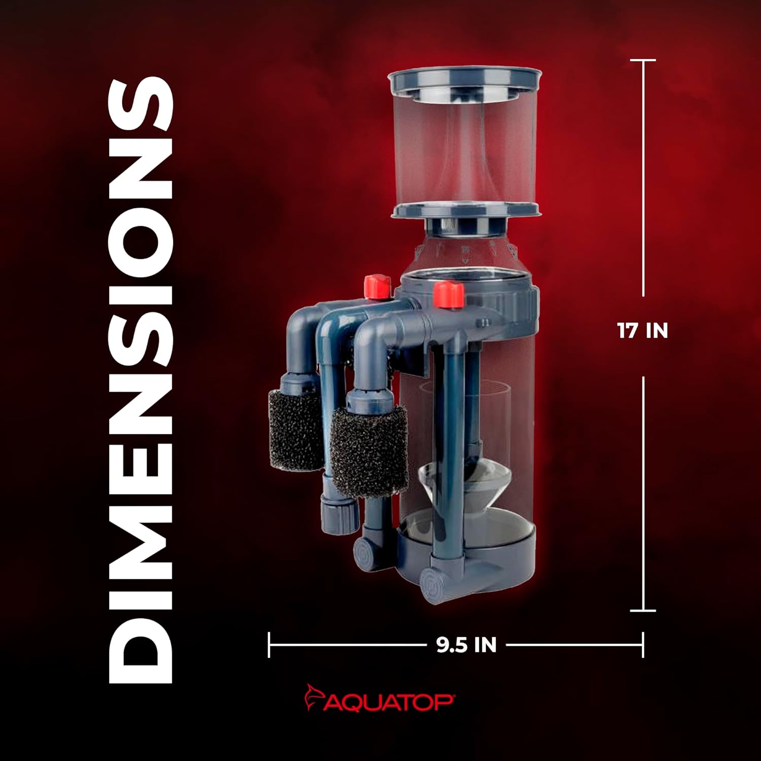 AQUATOP Xyclone PS-370 Protein Skimmer – 370 GPH Needle Wheel Pump Included – For Saltwater Aquariums Up to 100 Gallons – In-Sump or Hang-On Dual Outlet Design