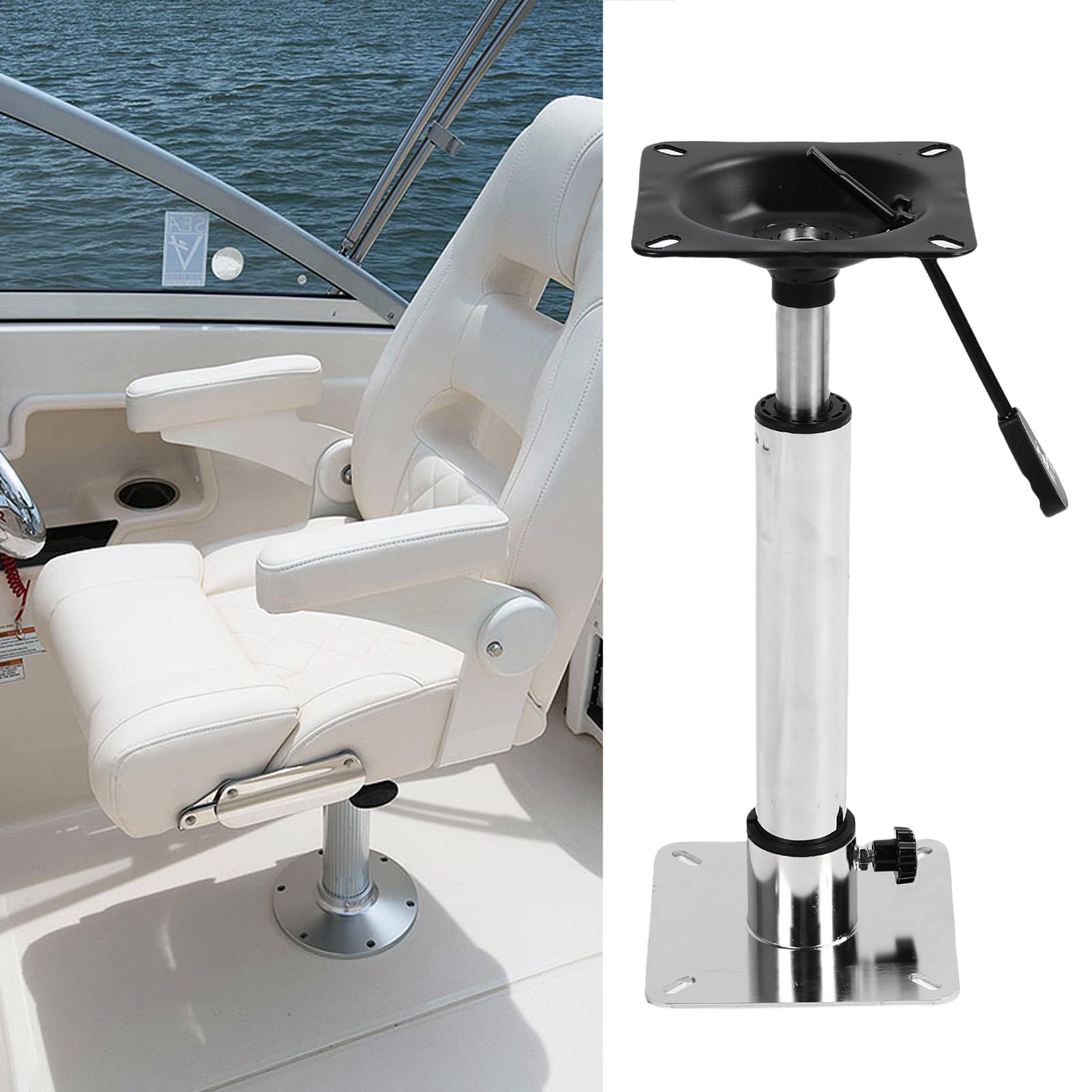 Sedile in Barca Piedistallo Fisso, Altezza Regolabile in Acciaio Inossidabile 400-500 Mm, 360 Gradi Ruotabili per Yacht, Navi, Pontone, Sala di Accoglienza