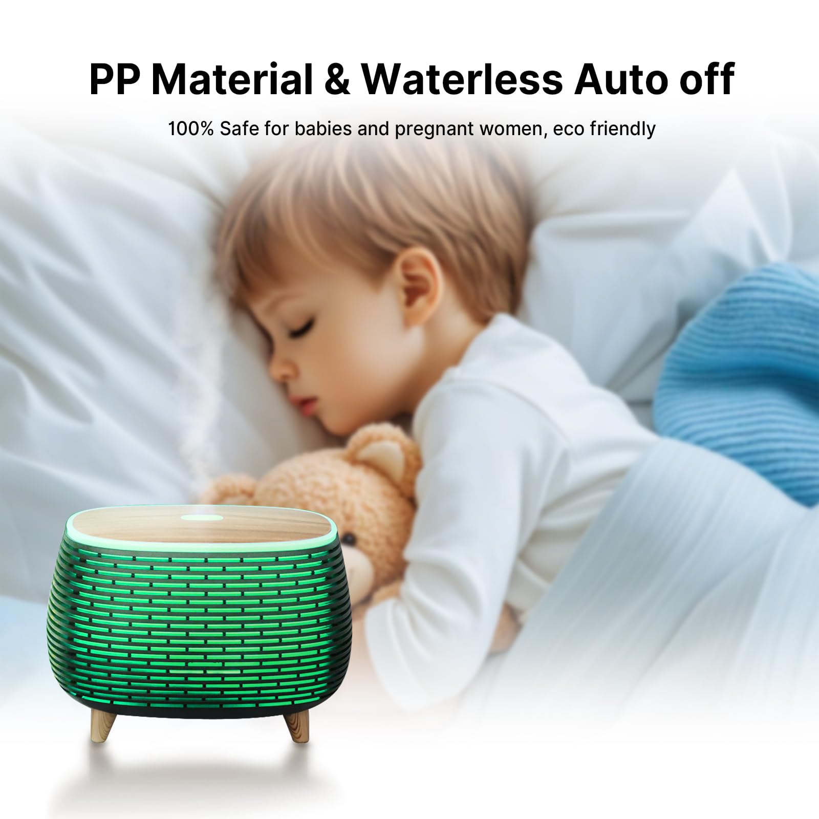 400ml Essential Oil Diffuser With Remote - Cool Mist Humidifier, 7 Color Lights, Auto Shut-Off For Bedroom & Home - View #3