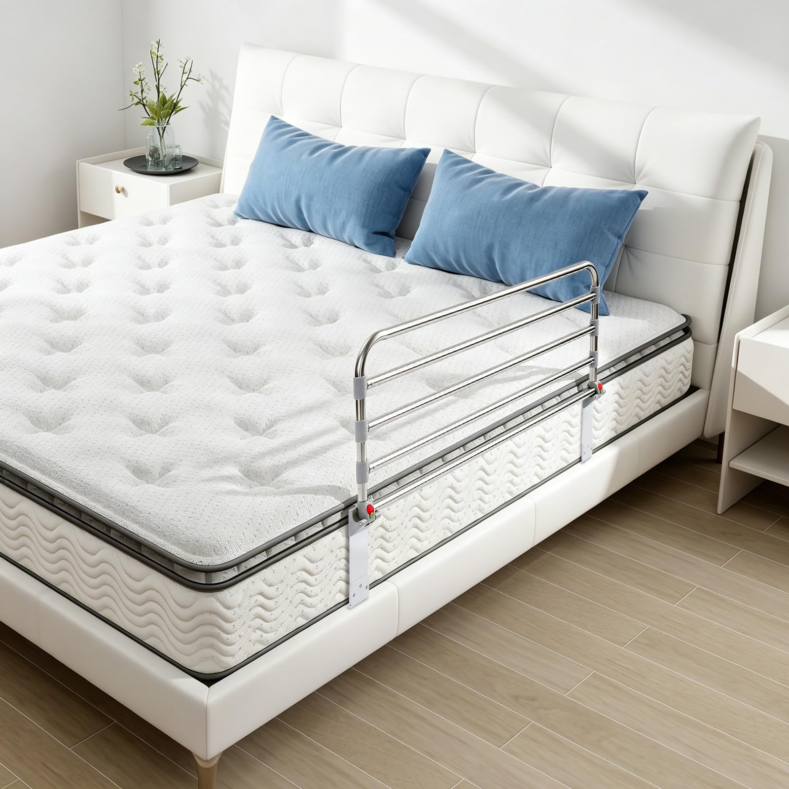 Griglia di protezione per letto per anziani, 90 cm, pieghevole, portatile, di sicurezza, regolabile, per alzarsi, per la cura della casa, portata 100 kg