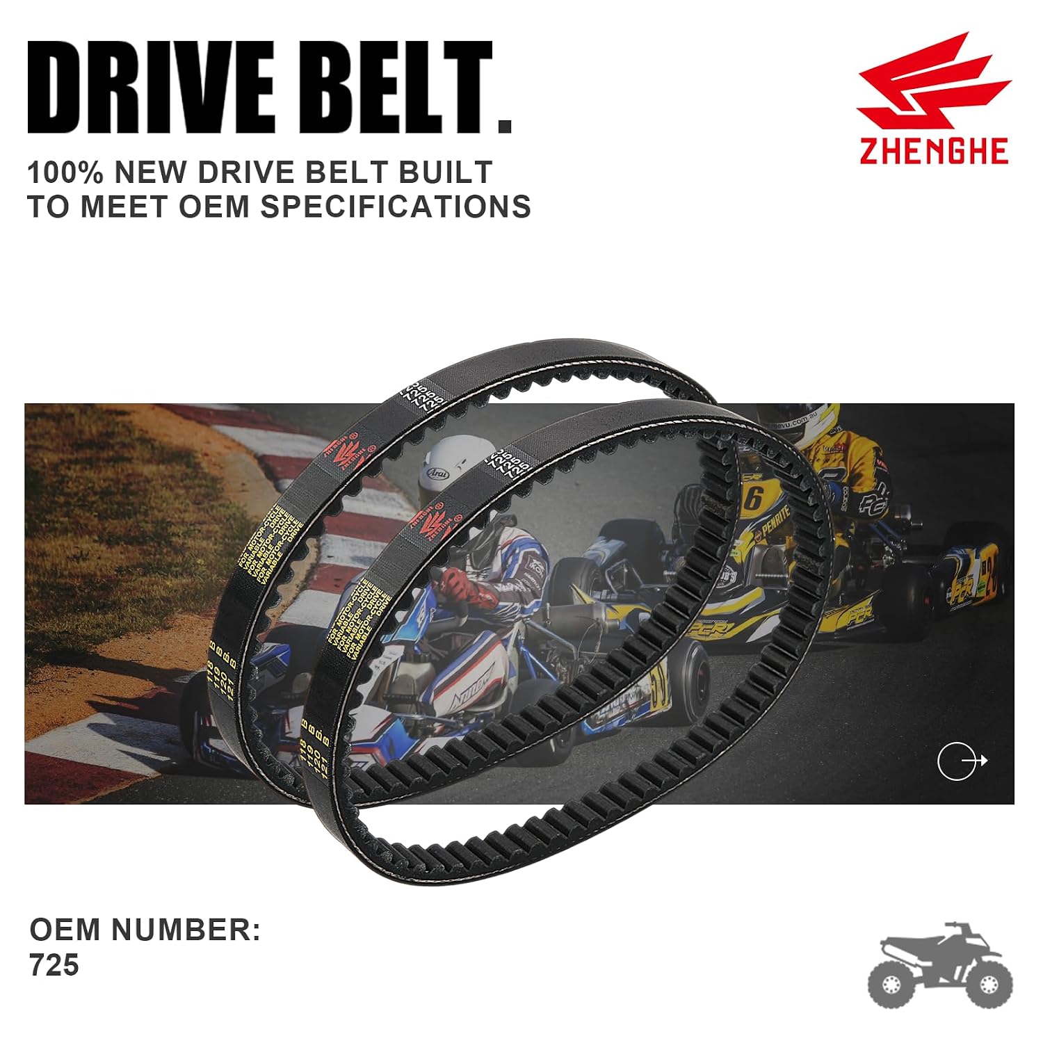 725 Go Kart Belt for 30 Series Torque Converter – Compatible with Mudhead 208R, Hammerhead 80T, Trailmaster MB200, Mid XRX & More | Durable V-Belt Replacement, Black