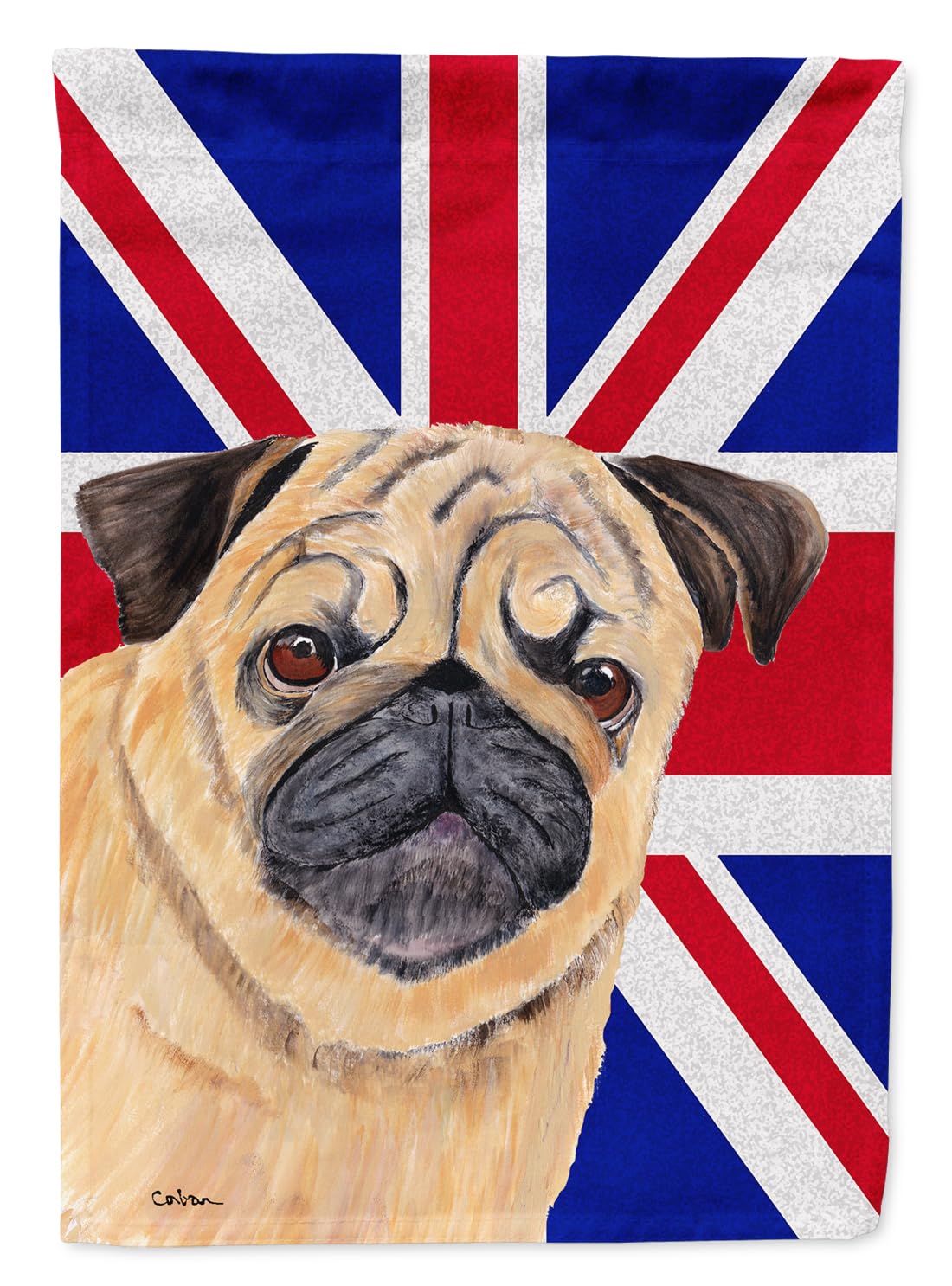 Drapeau carlin Union Jack pour décorer une entrée de maison fleurie