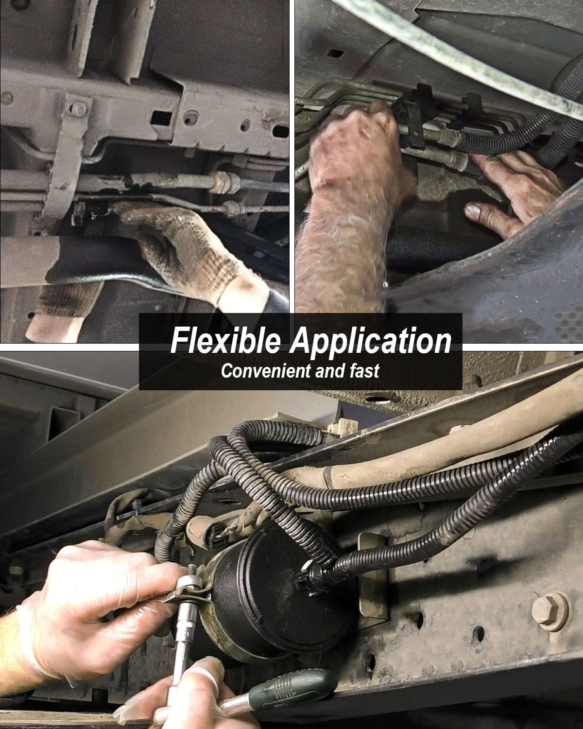 Stainless Steel Braided Fuel Line Kit Fit for Chevy Silverado GMC Sierra 1500 2500 3500 2004-2010 Replace 819-816 15946178, Flexible Fuel Line Assy with Screws and Buckles