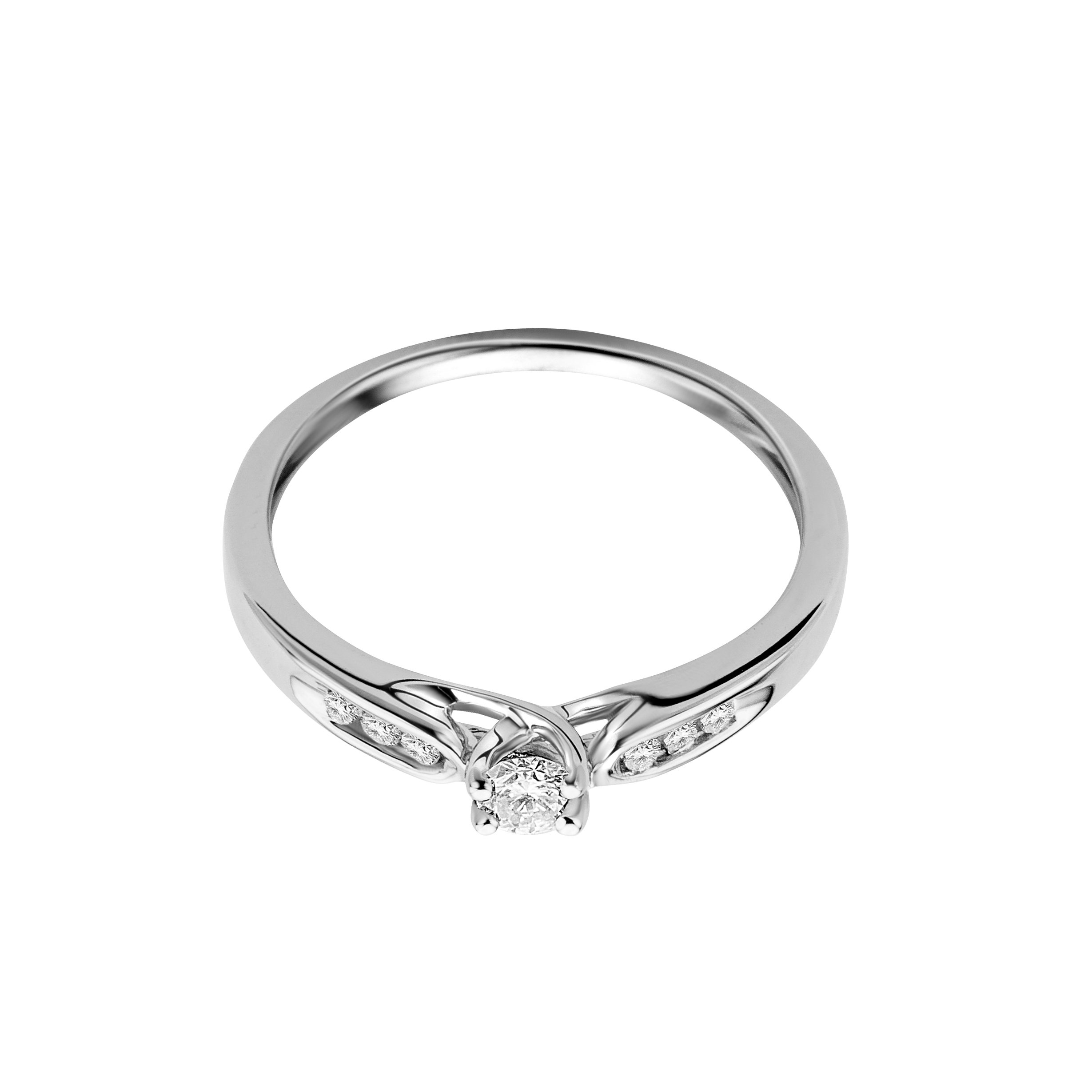 OROVI Anello da donna in oro bianco 0,20 carati con diamante 9 carati (375) e diamanti brillanti
