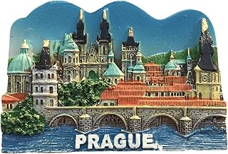 3D Prague Czech Refrigerator Magnet Resin Travel Souvenirs,Handmade Home & Kitchen Decoration Prague Fridge Magnet Collection Gift