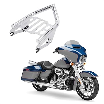 Luggage Rack Rear Grab Handles Bracket Kit, Chrome | For Harley Road King, Road Glide Street Glide Electra Glide, 2009-2024