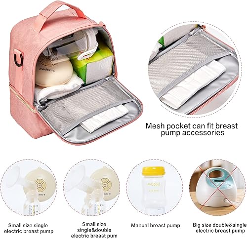 Miniatura 2 de Bolsa de extractor de leche con compartimento para extractor de leche, bolsa enfriadora y resistente a la humedad, doble capa para la madre,