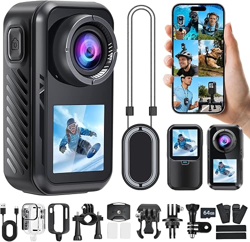 AIKER Caméra Sport 4k 60fps,Version Améliorée Camera Action WiFi 130°,Double Écran Camera Moto Étanche Jusqu'À 30m avec Stabilisation,Qualité d'image Ultra HD avec Accessoires Multifonctions - 1