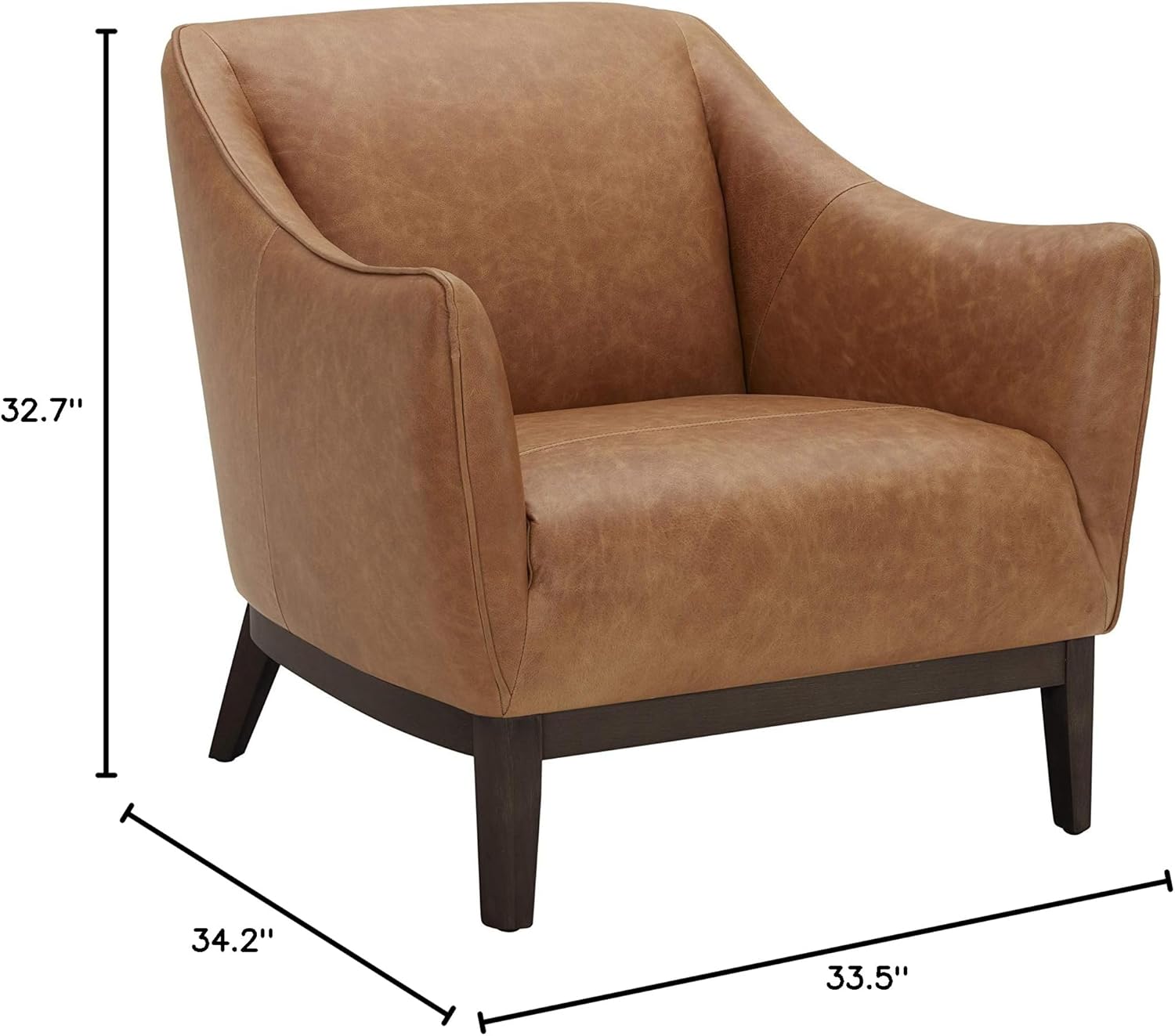 Amazon Brand – Rivet Bayard Contemporary Leather Accent Chair with Curved Armrests, 33.5W, Cognac Amazon Brand – Rivet Bayard Contemporary Leather Accent Chair with Curved Armrests, 33.5W, Cognac