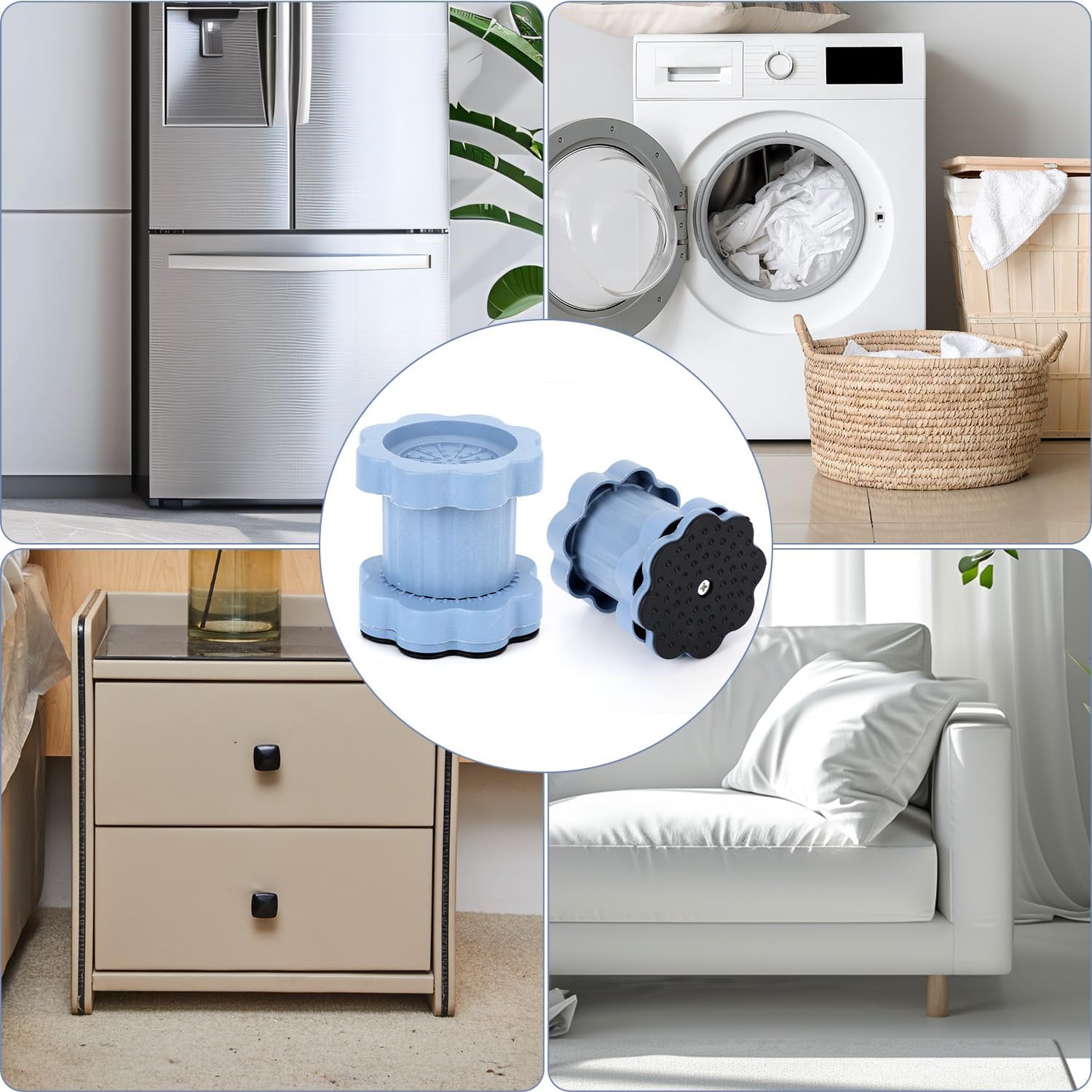 4pcs Universal Heightening Pad for Washing Machine, Adjustable Height Laundry Pedestal Washer Stand Anti-Vibration Anti-Slip Heightening Pad Accessories for Washing Machine
