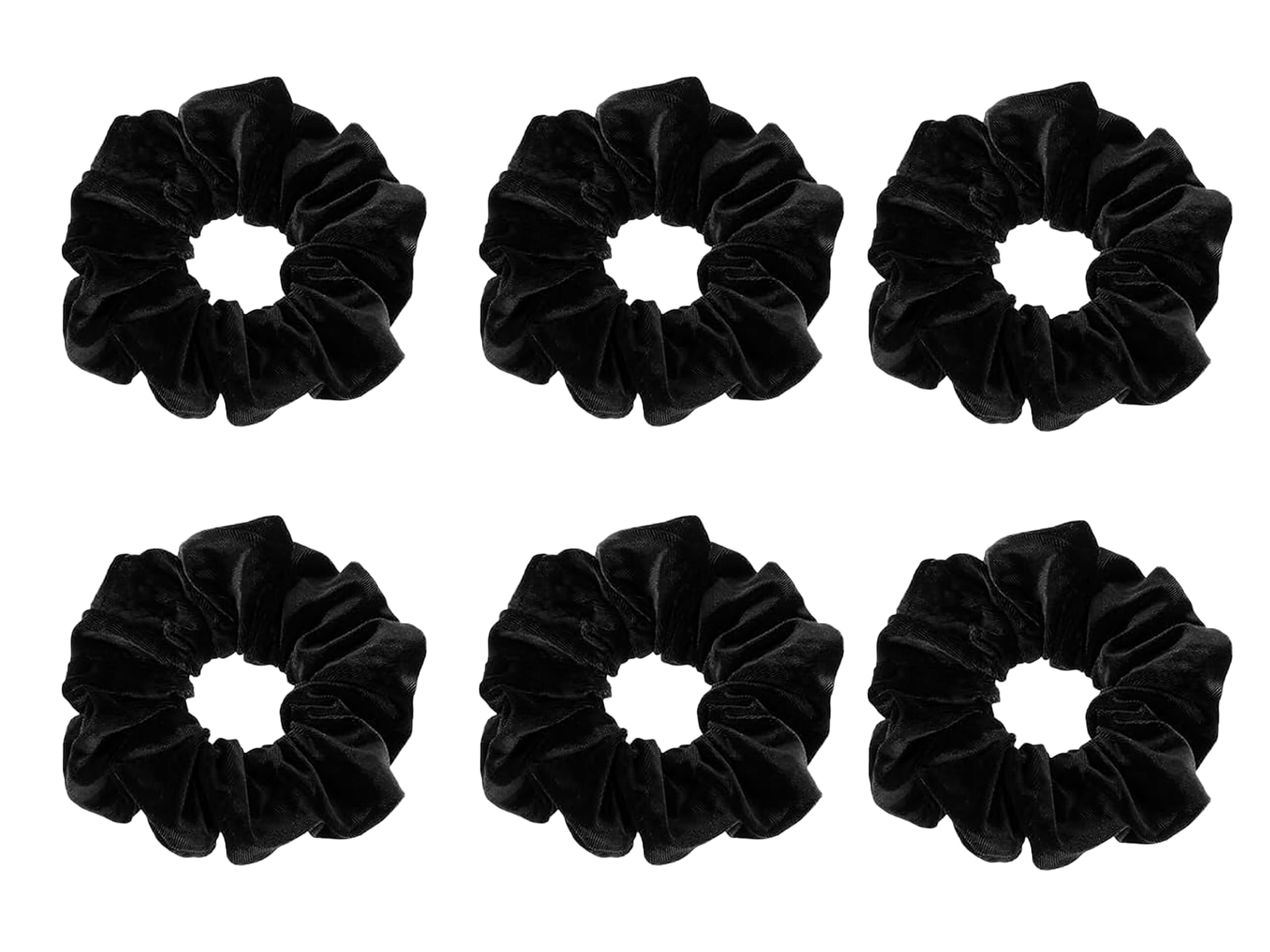 6 Pcs Black Color medium Size Velvet Scrunchies for Women Hair Elastic Bands-image-2