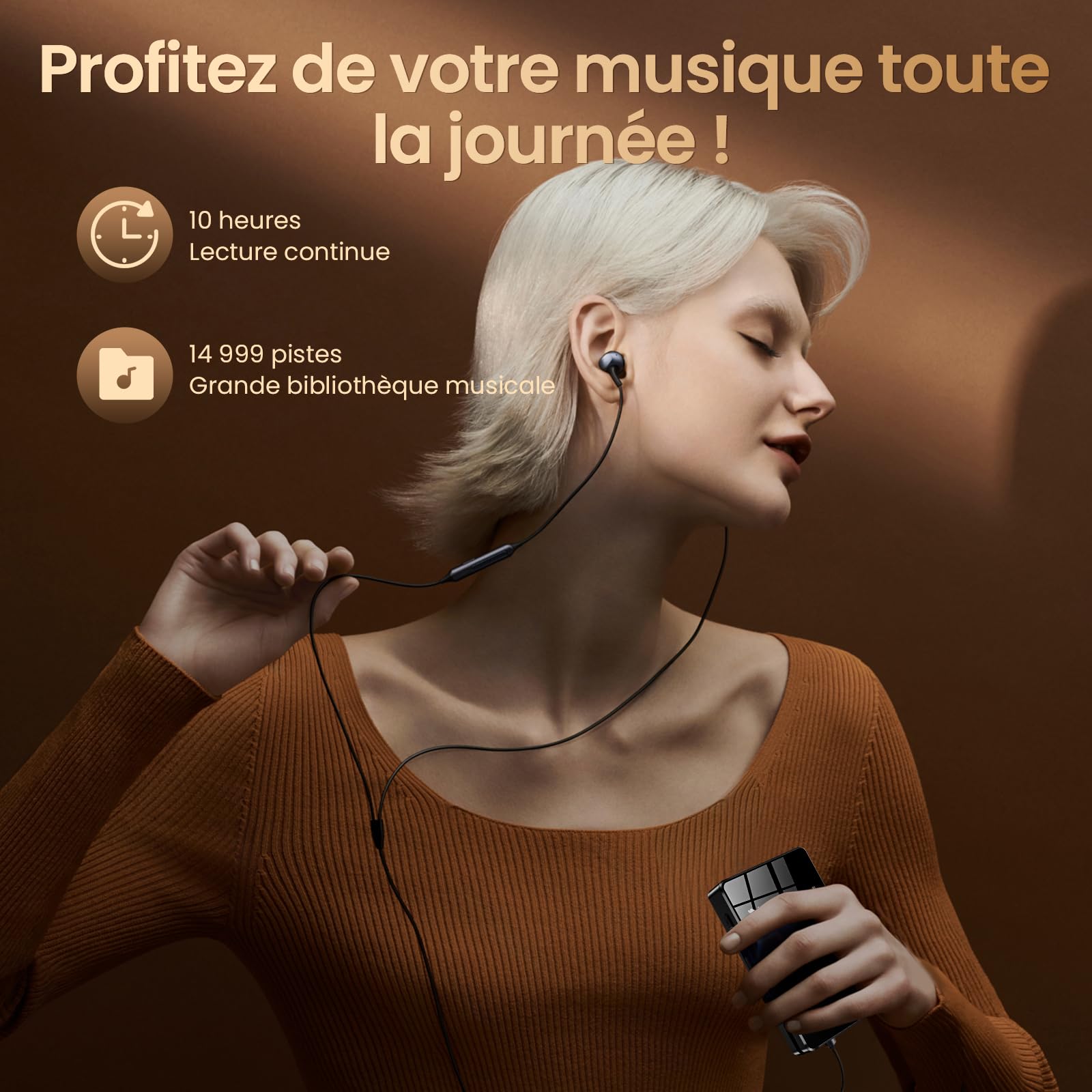 HIFI WALKER H2 128GO Lecteur MP3 Audiophile, Hi-Res FLAC/DSD, DAC, Bluetooth 5.2, Extensible Jusqu’à 512 Go, Boîtier Zinc Solide, Régulateur Alps