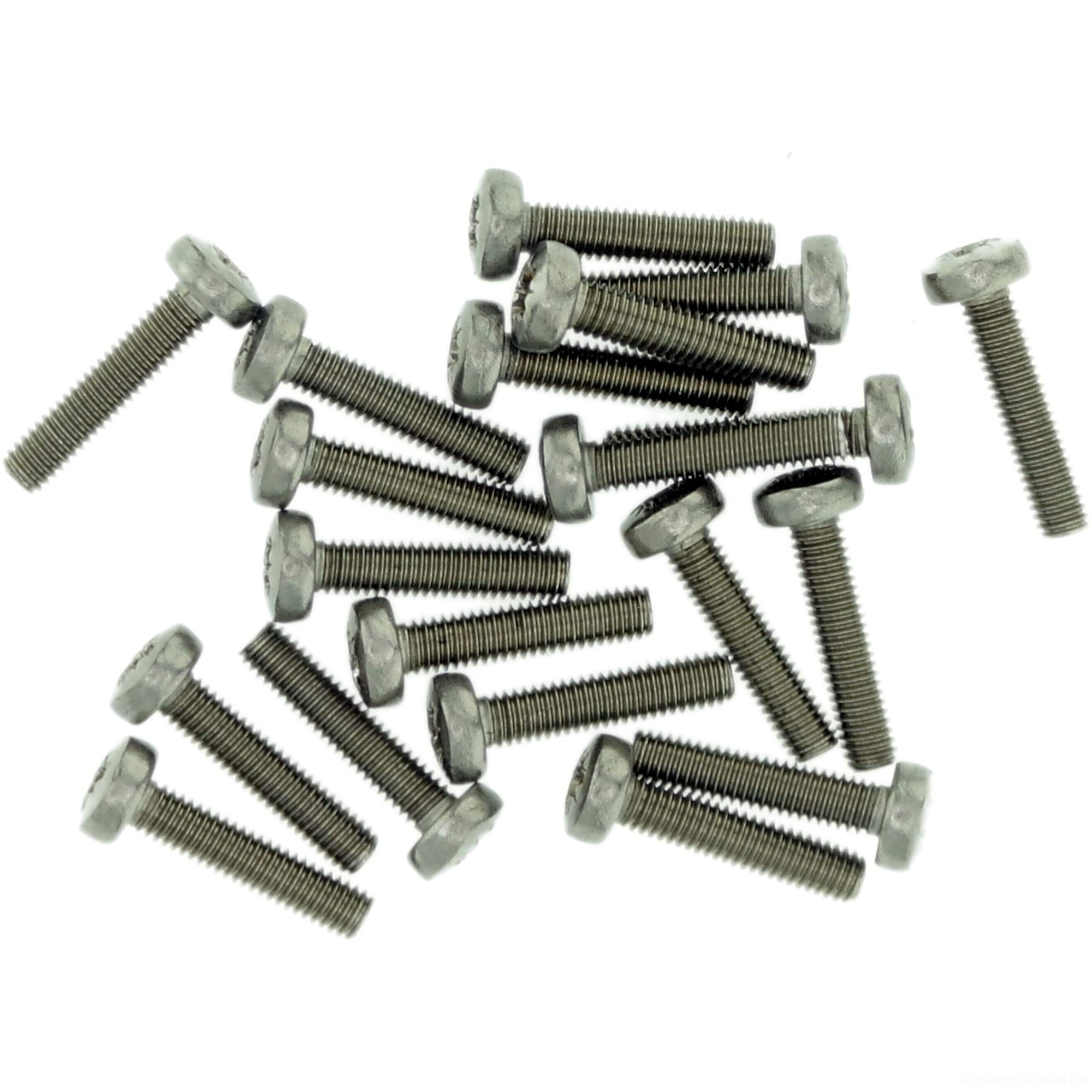 Singularity Supplies M2.5 (2.5Mm X 8Mm) Pozi Pan Machine Screw (Bolt) - Stainless Steel (A2) (Pack Of 20)
