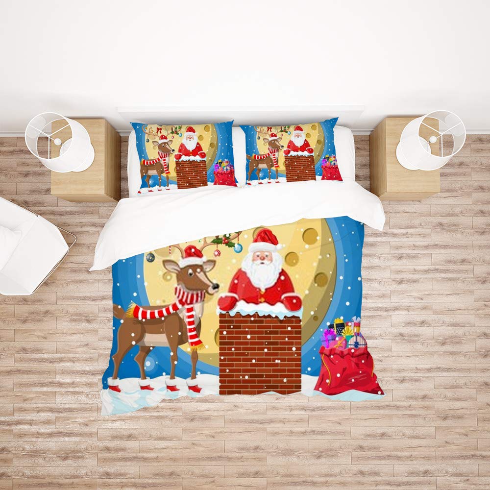 Parure de lit Père Noël double en polyester pour toutes saisons