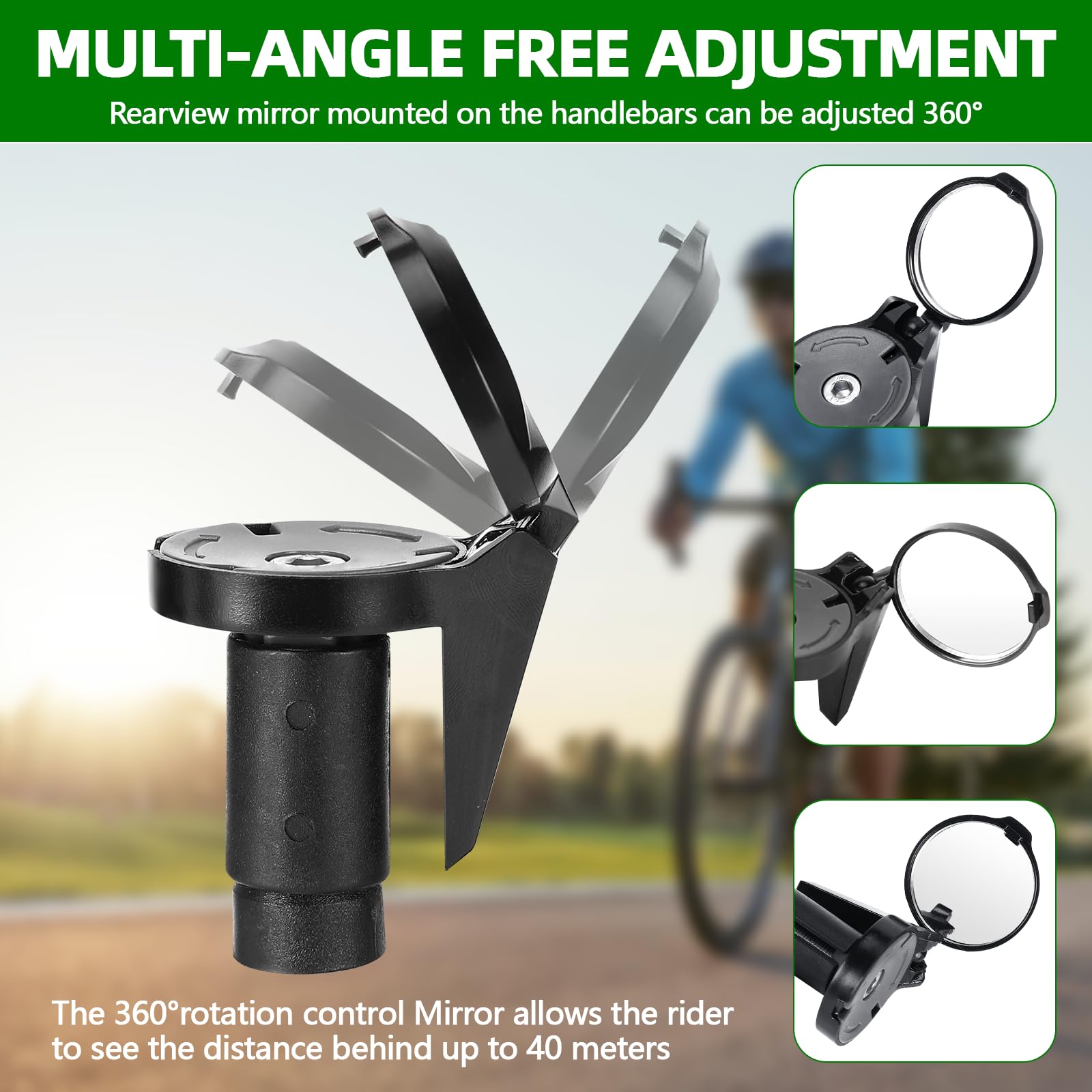 Specchietto bici, 2 Pezzi Specchietto Retrovisore Bicicletta, HD 360 ° Regolabile Specchietti Bici, Mini Specchietto bicicletta, Bici da Corsa, per Manubri 16-22 mm, per bicicletta, mountain bike