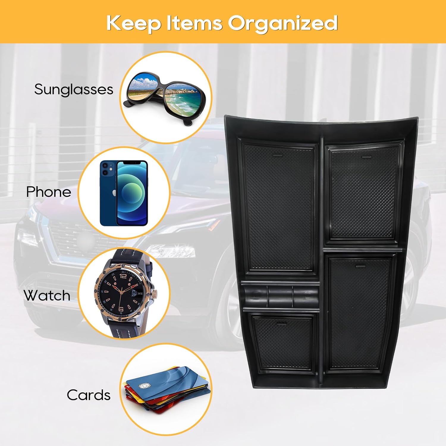 LFOTPP Center Console Organizer LOWER for 2021 2022 2023 2024 2025 2026 Nissan Rogue[S/SL/SV/Platinum] T33 Armrest Storage Box Organizer Tray Holder Rogue Accessories Tray (Black)