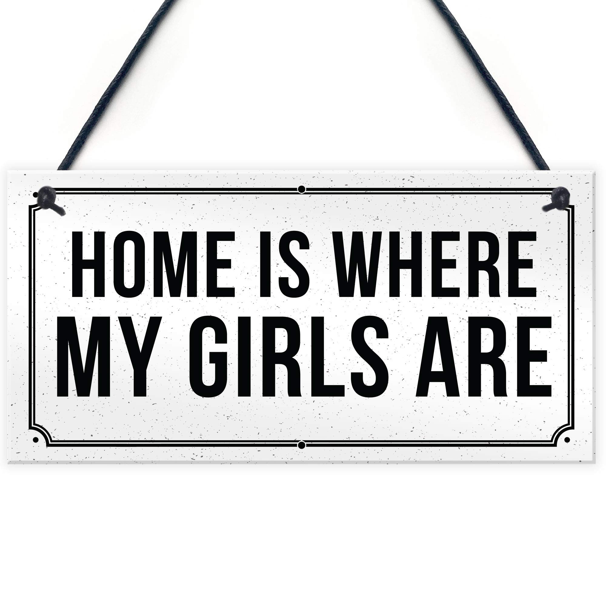 RED OCEAN HOME IS WHERE MY GIRLS ARE Plaque Shabby Chic Home Decor Keepsake