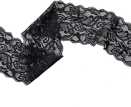 Amazon Co Jp 花柄 レースリボン 黒 Diy手芸 服装素材 ギフト飾り 装飾材料 長さ9m 巻 ホビー