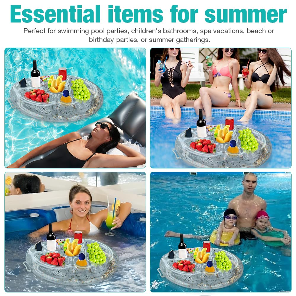 Portabibite Gonfiabile, Galleggiante Porta Bevande, Bar Piscina Portabottiglie Con 8 Fori, Porta Bevande Da Piscina, Portabottiglie Gonfiabile Per L'Estate All'Aperto Piscina Spiaggia