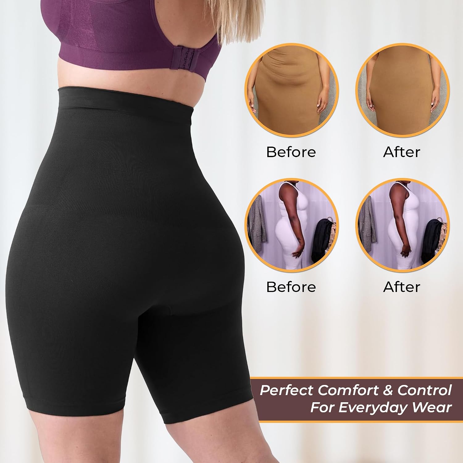 Malco Modes Shapewear for Women, High Waisted Shapewear, Tummy Control (Black, XL)