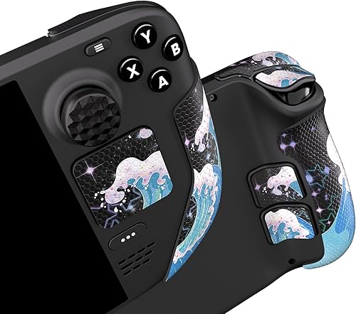 PlayVital Almohadillas de goma suave con textura profesional para cubierta de vapor, trackpads para mejorar el agarre de la piel, botón trasero,