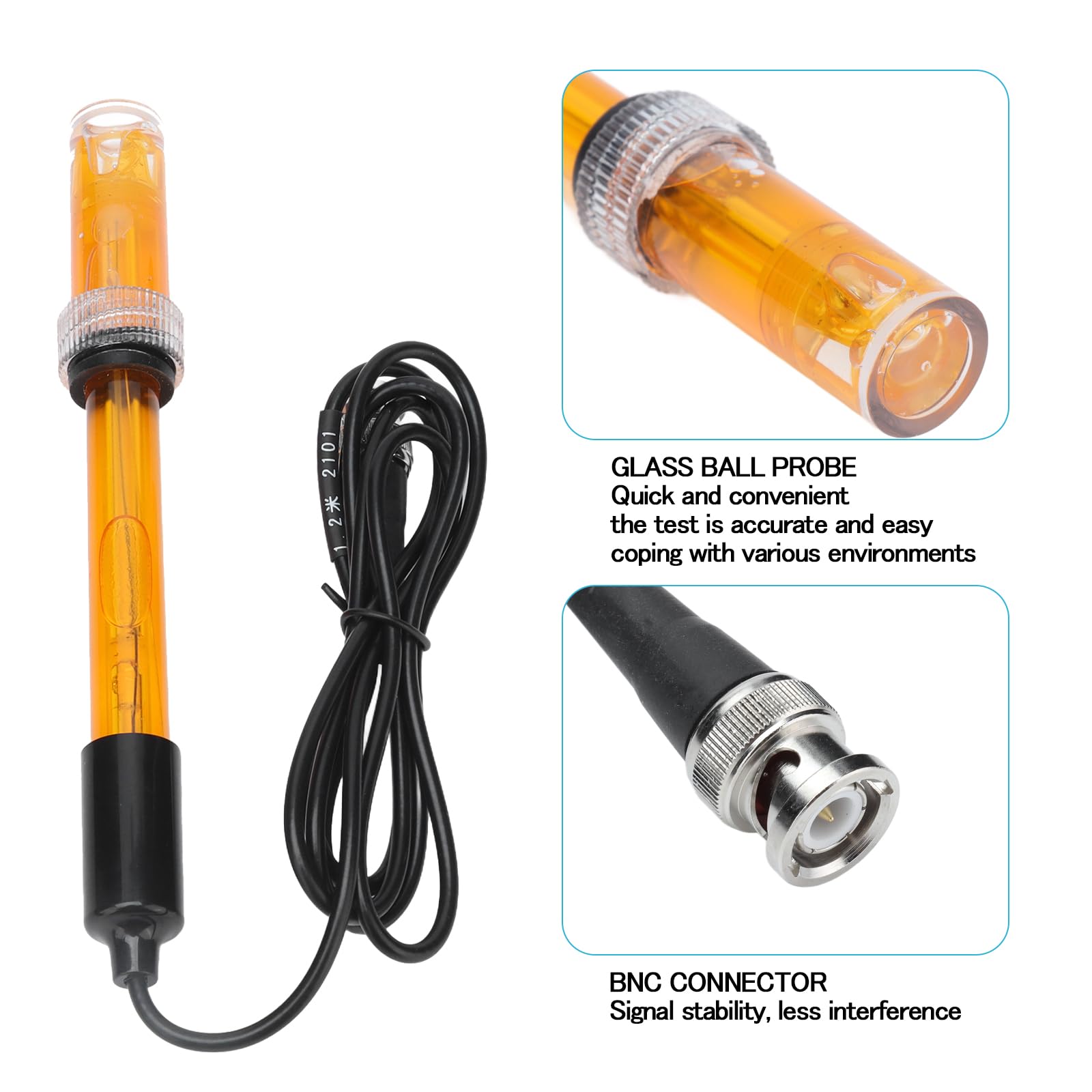 ORP Tester Meter Probe, ORP Replacement Probe Hydroponics Electrode Oxidation Reduction Potential Test BNC Q9 Connector Electrode for Home Garden