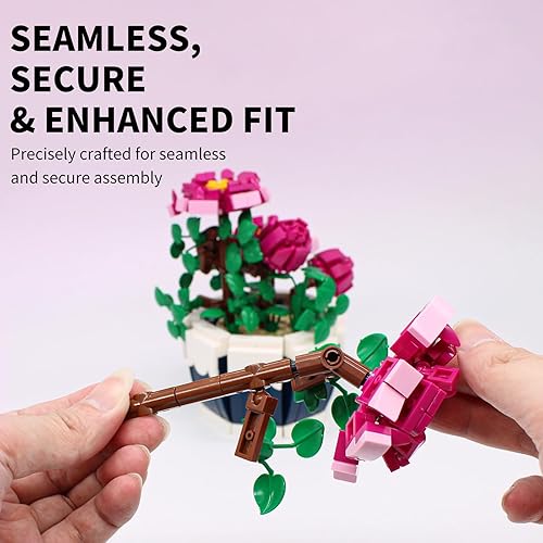 Miniatura 3 de TinaJOJO Juego de juguetes de construcción de peonías, exquisitos conjuntos de construcción de flores, 527 piezas, regalo para niños, adultos, niños