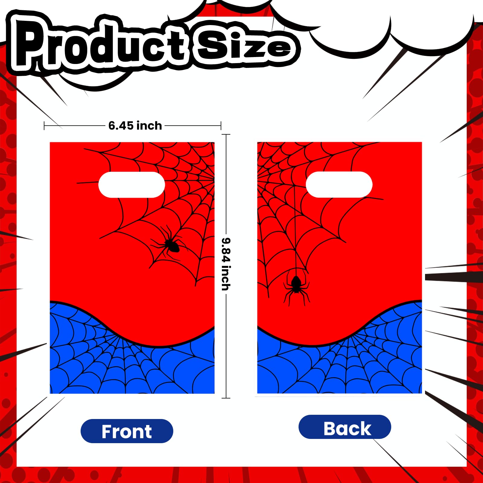 24 Pcs Small Gift Bags Bulk, Spider Web Gift Bag Party Favor Bags Treat Bags Double-sided Candy Bags for Party Favors Goody Bags Plastic Goodie Bags for Birthday Party for Spider Theme Decorations