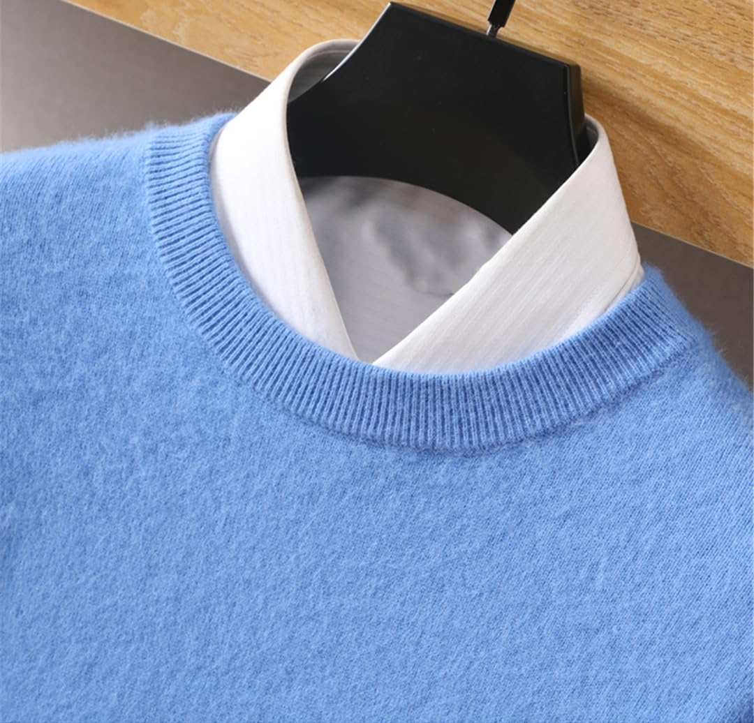 Pull en Cachemire à Col Rond pour Hommes Couleur Unie Chaud Classique Hauts Tricotés Doux