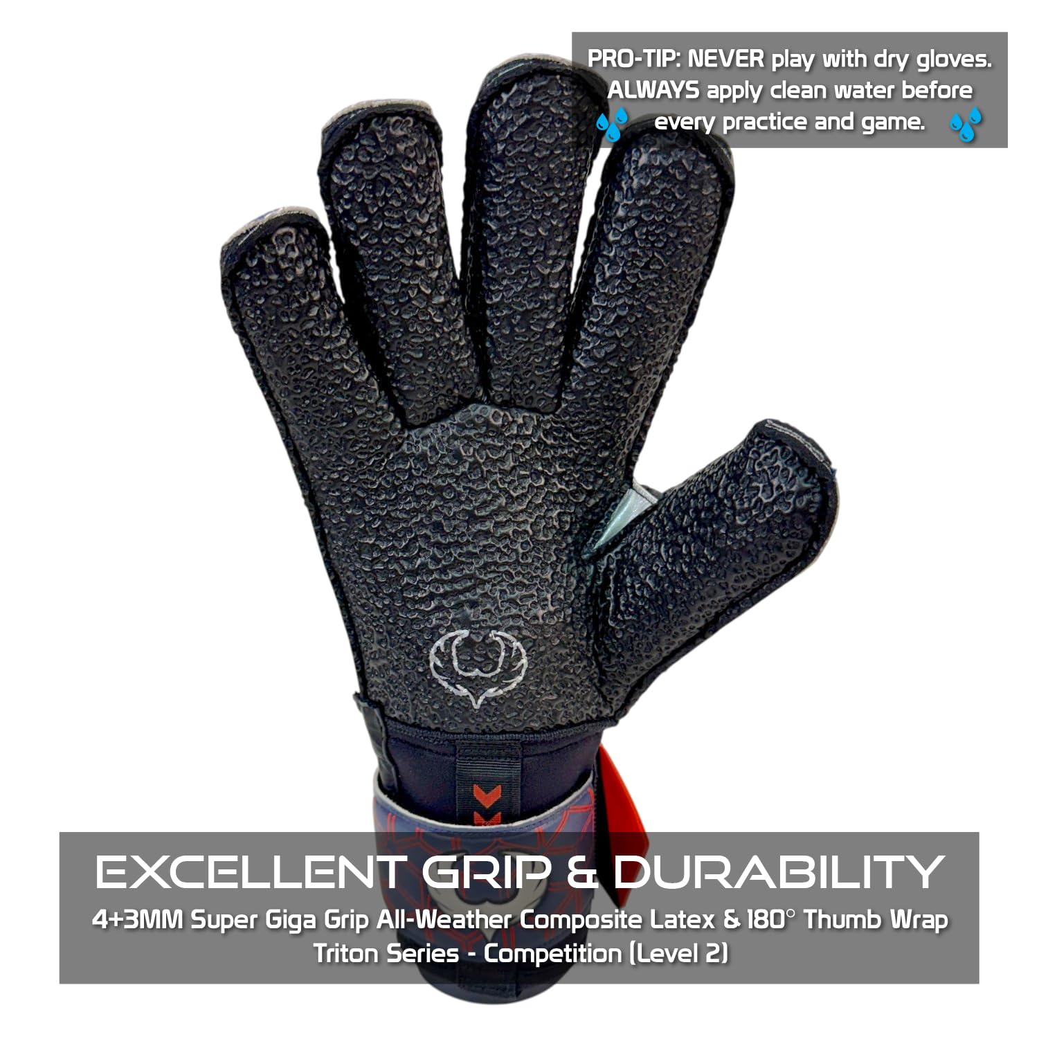 Renegade GK Triton Guantes De Porteros con Microbe-Guard (Talla 5-11, 3 Estilos) Pro Protección De Dedos| 3.5+3mm Super Grip |para Terreno Duro | Último Agarre, Protección Y Comodidad | Adulto, Niños