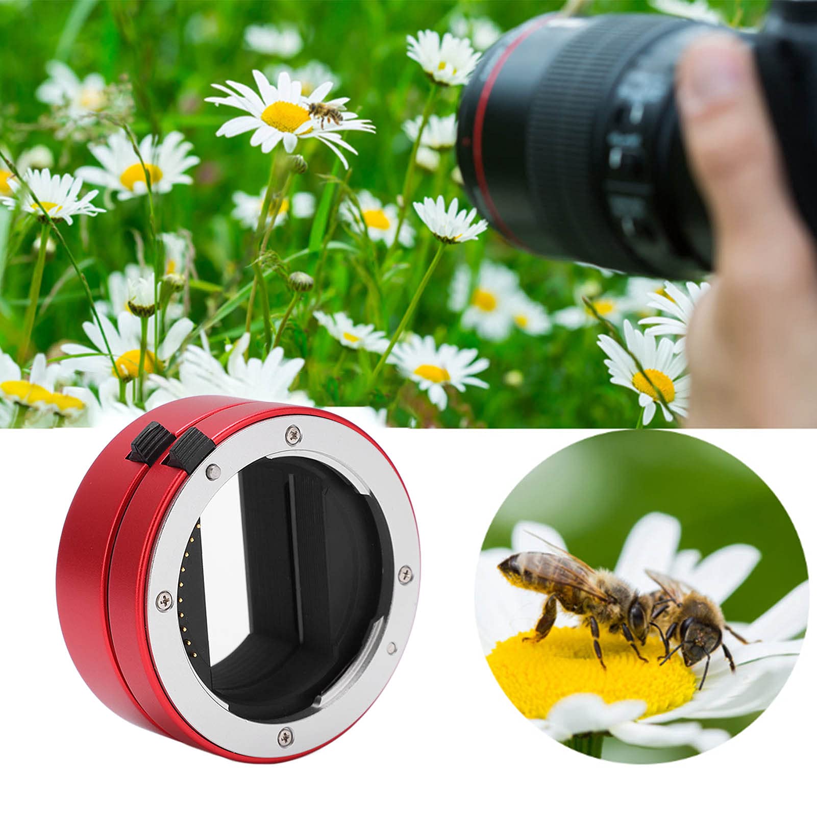 Zestaw pierścieni adaptera obiektywu makro do aparatów bezlusterkowych, 10 mm 16 mm, pozłacane styki, konstrukcja metalowa i plastikowa, elastyczne połączenie, zbliżenie