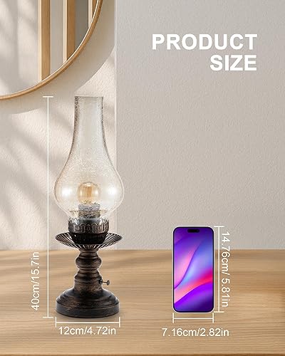 Miniatura 7 de UMEXUS lámpara de mesa recargable vintage inalámbrica con atenuador y control táctil, luces pequeñas alimentadas por batería, lámpara de vidrio