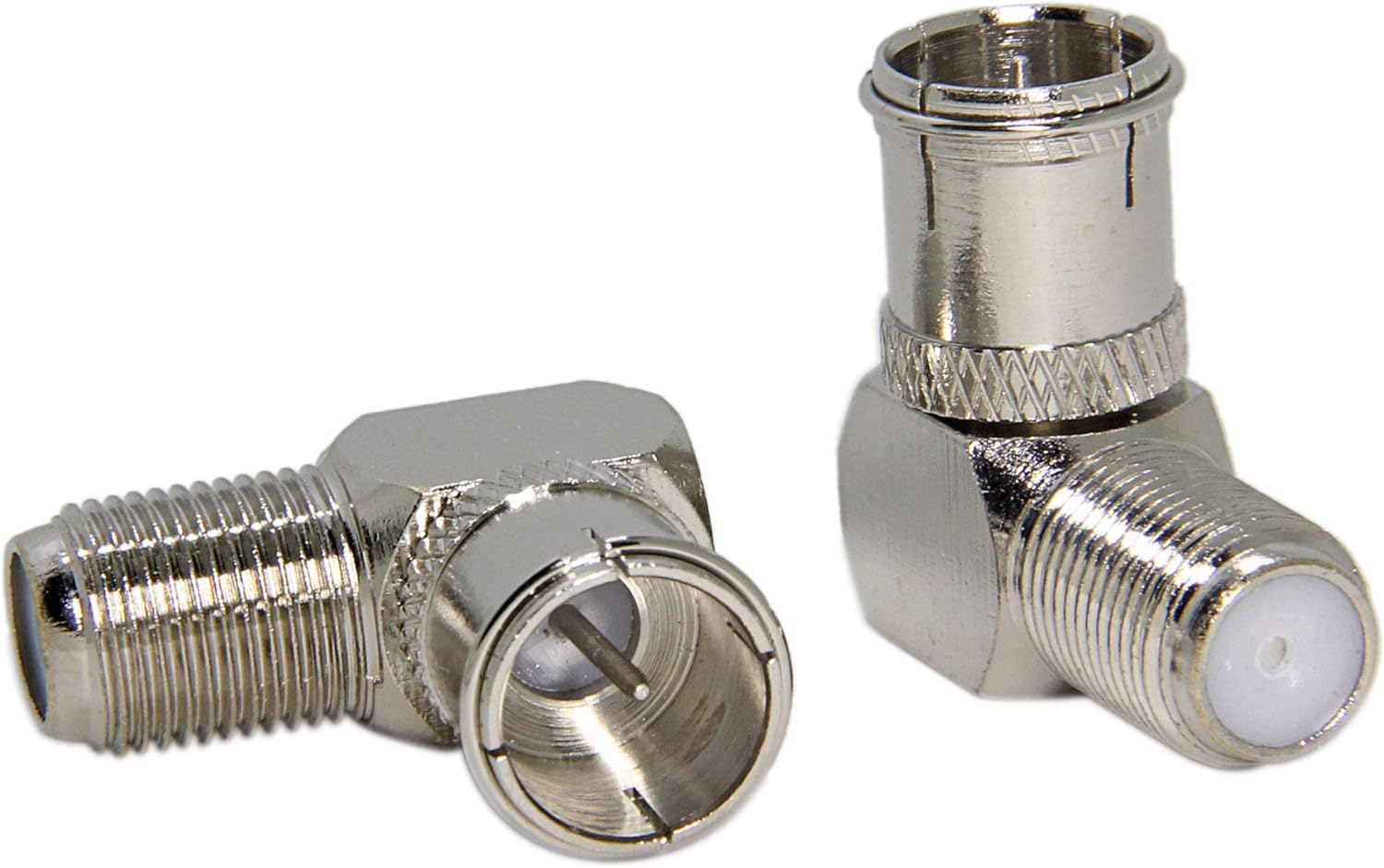 Coax Quick Connect, 2Pack Right Angle F Male to Female
