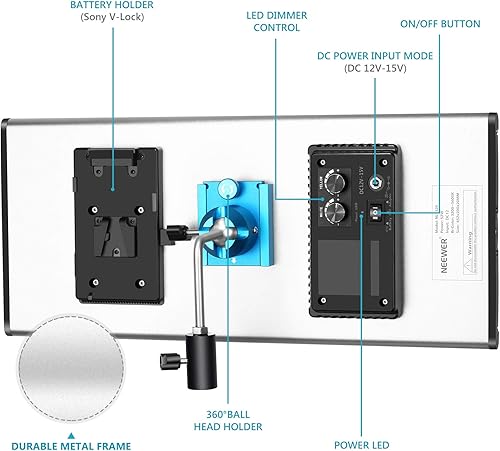 Miniatura 11 de Neewer Luz LED bicolor regulable con soporte en U para estudio, kit de iluminación para fotografía de video al aire libre, marco de metal duradero