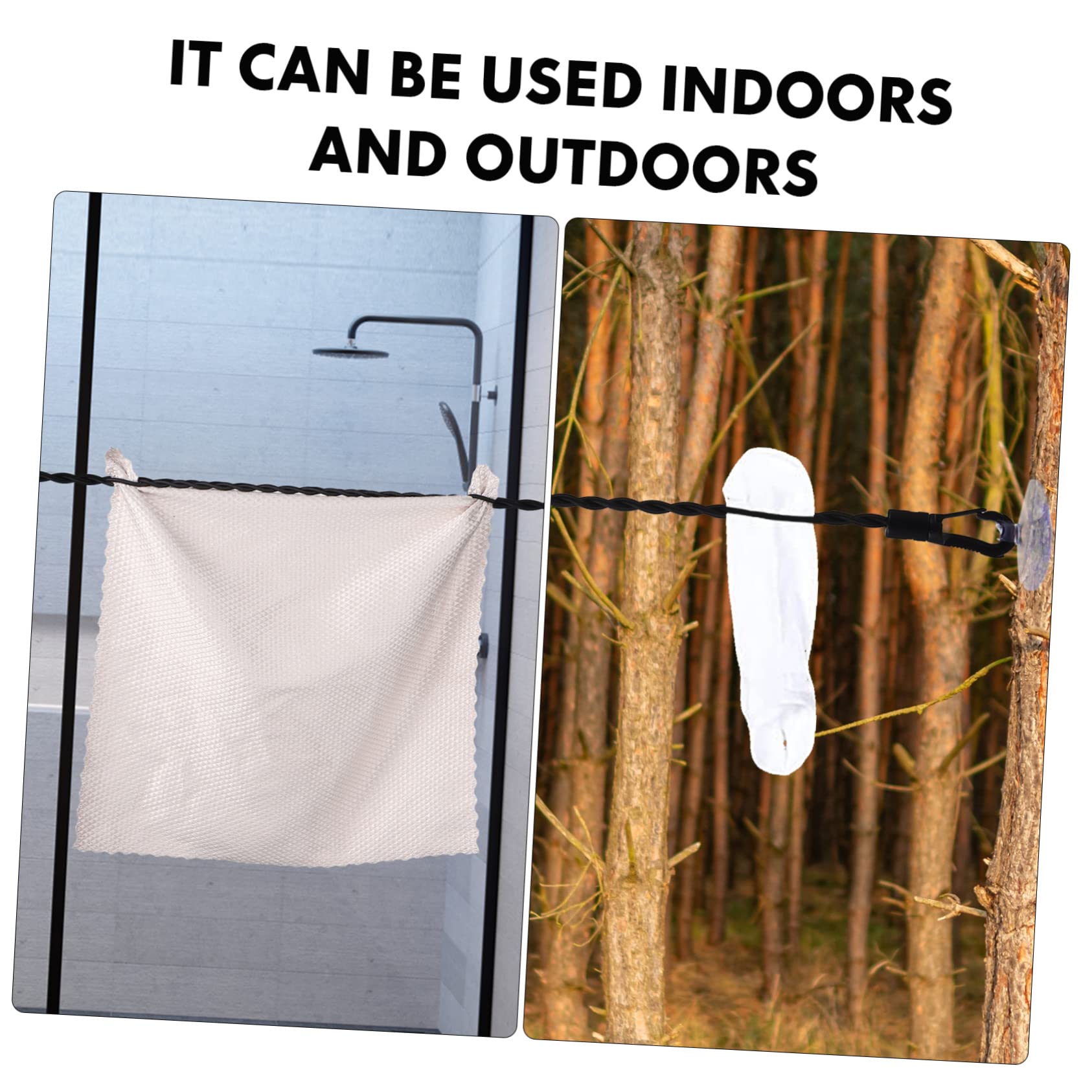 Happyyami 1set Retractable Portable Clothesline with Suction Cups Clips Travel Clothesline for Indoor Outdoor Drying of Socks Underwear Towels and More 2pcs