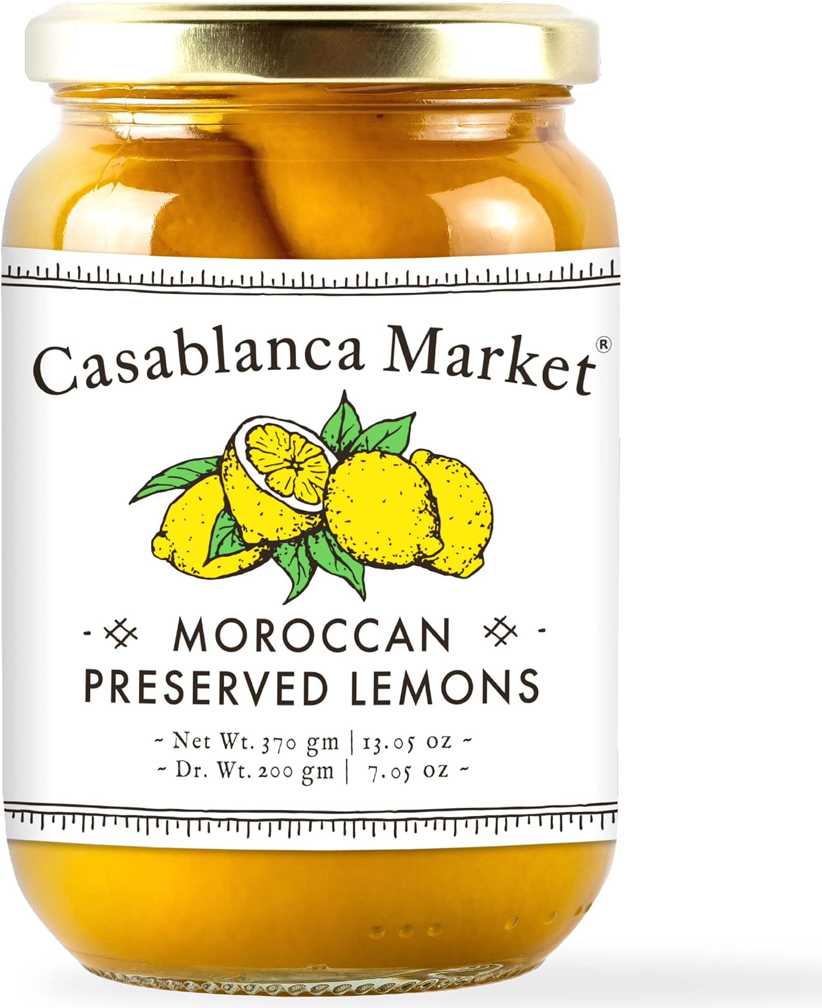 CASABLANCA MARKET Moroccan Preserved Lemons – Authentic Moroccan Preserved Lemons in Jar – Whole Non-GMO Preserved Lemon – Preserved Lemons for Couscous or Tagine Pot for Moroccan Cooking (13oz)