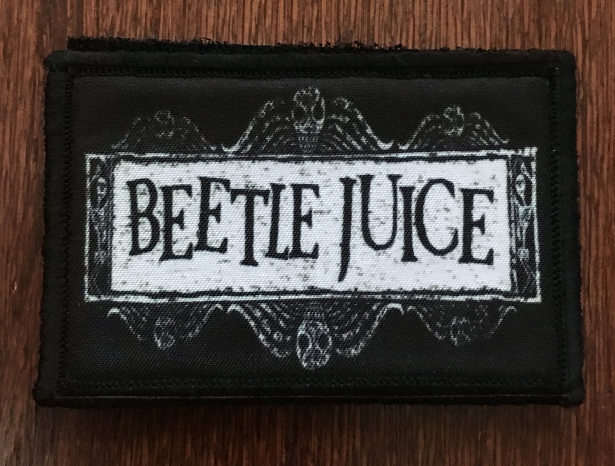 Beetlejuice Logo Morale Patch Funny Tactical Military. 2x3 Hook and Loop Made in The USA