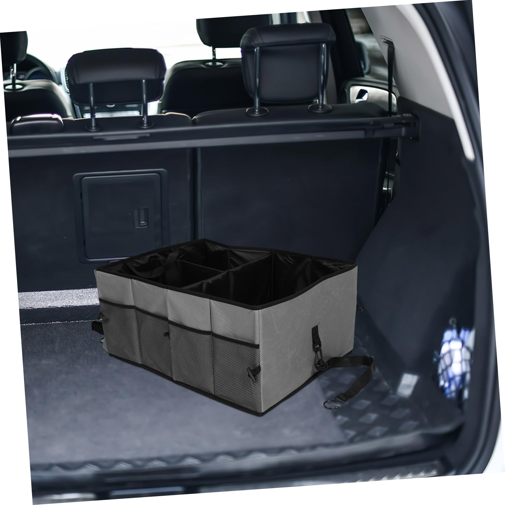 Cabilock caja de almacenamiento del coche Multifunción bota Trompa organizadores auto organizador de maletero para coche Maletero organizador de almacenamiento de coche poliéster Gris